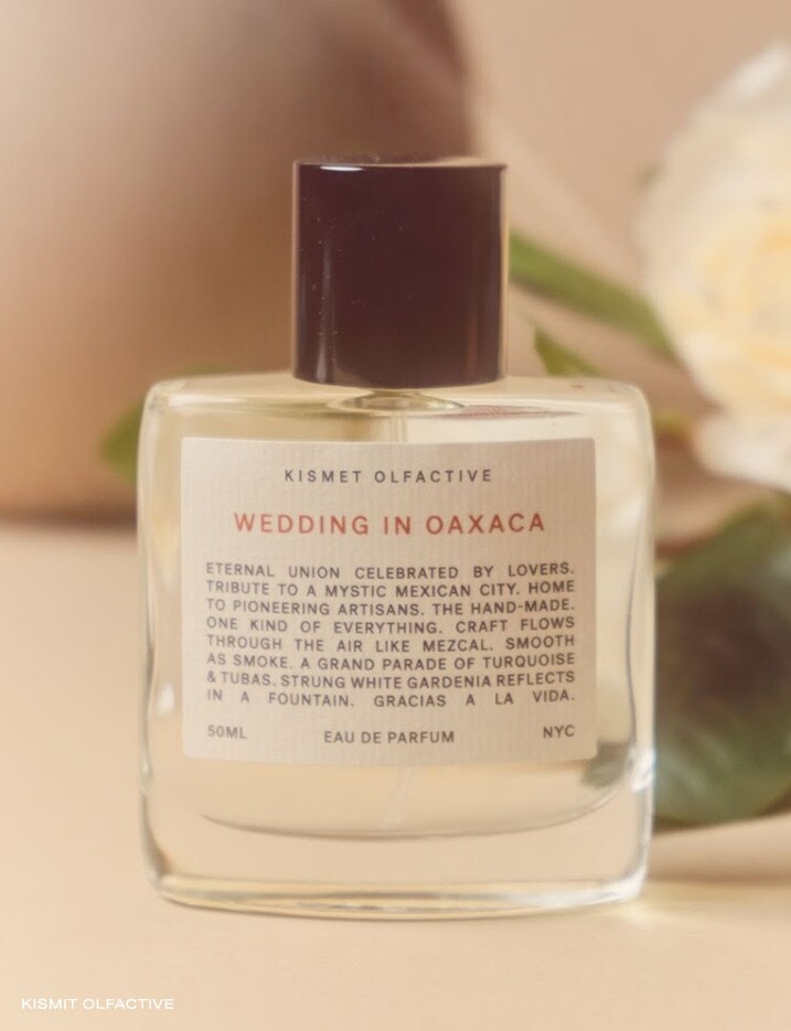 Bottle of Kismet Olfactive perfume Wedding in Oaxaca.